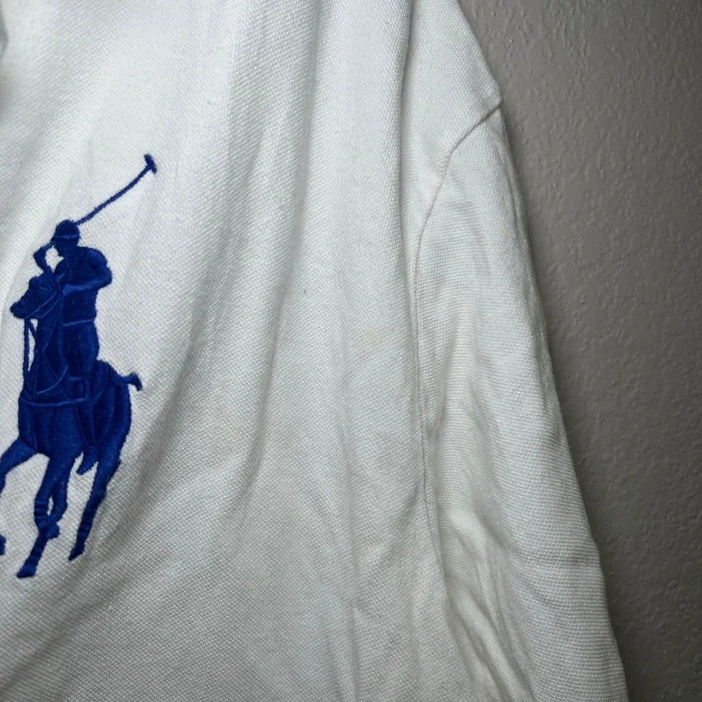 Polo Ralph Lauren Mens 2XB White Big Pony Polo Shirt Blue Orange Green Accent
